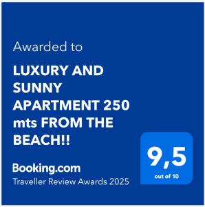 Certifikát, ocenenie alebo iný dokument vystavený v ubytovaní LUXURY AND SUNNY APARTMENT 250 mts FROM THE BEACH!!