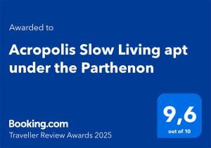 Certyfikat, podpis lub inny dokument wystawiony w obiekcie Acropolis Slow Living apt under the Parthenon