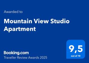 Mountain View Studio Apartment tanúsítványa, márkajelzése vagy díja