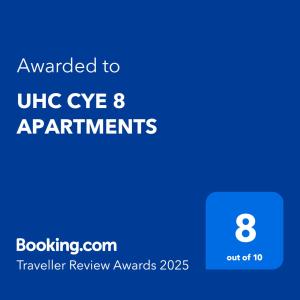 Certifikát, hodnocení, plakát nebo jiný dokument vystavený v ubytování UHC Cye Apartments