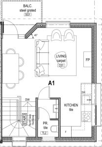 a floor plan of a house at Ski Lift Access - Modern 3BR Chalet - Fireplace in Mount Buller