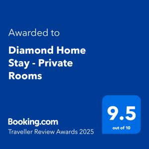 Majutusasutuses Diamond Home Stay - Private Rooms olev sertifikaat, autasu, silt või muu dokument