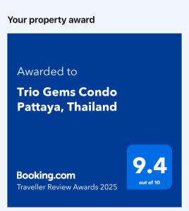 ジョムティエンビーチにあるTrio Gems Condo Pattaya, Thailandのティボ宝石コンボティボパタヤタイのスクリーンショット