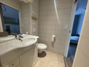 ein Badezimmer mit Waschbecken und Toilette in der Unterkunft Studio au calme rénové 2023 avec garage in Saint-Pierre-des-Corps