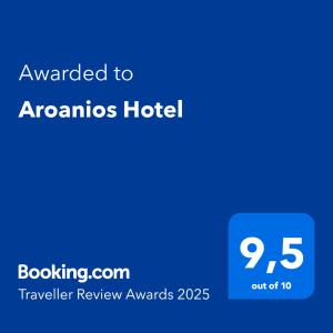 Certifikát, ocenenie alebo iný dokument vystavený v ubytovaní Aroanios Hotel