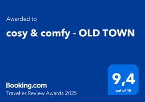 Certifikát, ocenenie alebo iný dokument vystavený v ubytovaní cosy & comfy - OLD TOWN