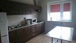 eine Küche mit Spüle und Mikrowelle in der Unterkunft Hotel Atrans in Psary + 6 Fotos