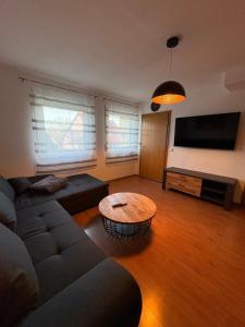 Μια τηλεόραση ή/και κέντρο ψυχαγωγίας στο Modernes Serviced Apartment - FeWo Franken Idyll