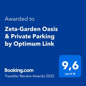 Certifikát, hodnocení, plakát nebo jiný dokument vystavený v ubytování Zeta-Garden Oasis & Private Parking by Optimum Link