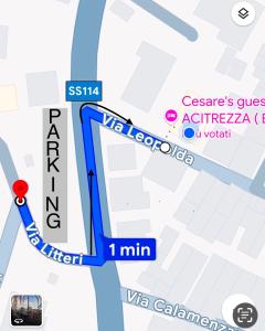 una mappa della striscia di Las Vegas con un marcatore di B&B CESARE'S Guests ad Acitrezza