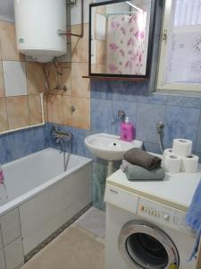 a bathroom with a washing machine and a sink at Stan na dan Kovačević Zoran in Vlasenica