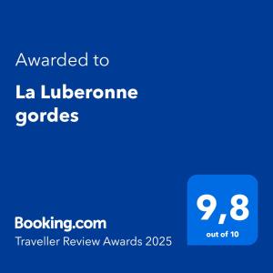 Certifikát, ocenenie alebo iný dokument vystavený v ubytovaní La Luberonne gordes