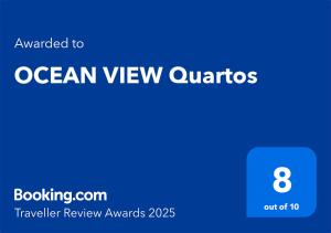 Certifikát, hodnocení, plakát nebo jiný dokument vystavený v ubytování OCEAN VIEW Quartos