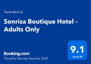 Certifikát, hodnocení, plakát nebo jiný dokument vystavený v ubytování Sonrisa Boutique Hotel - Adults Only