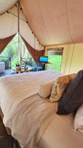 Glamping Bellavista - Escapada Romántica en el Lago Calima客房内的一张或多张床位