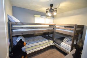 two bunk beds in a room with a teddy bear at Ledge House-Lake Area in Bass Lake