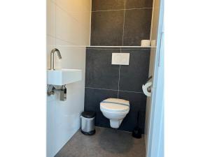 un piccolo bagno con un water e un lavandino di Chalet Meeresruhe Comfortable holiday residence a Enkhuizen