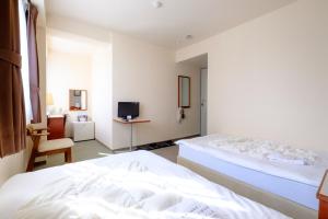 a hotel room with two beds and a television at ホテル　サンシャインとうはく in Yabase