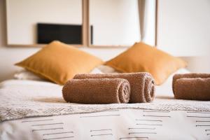 HANZA TOWER Szczecin, Floor 21, City - River Viewにあるベッド +17枚の写真