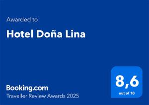Hotel Doña Lina tanúsítványa, márkajelzése vagy díja