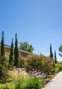 a garden of flowers in front of a building at Costa Nera Beach House in Porto-Vecchio