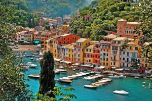 a group of boats are docked in a harbor at Grand Hotel Bristol Spa Resort, by R Collection Hotels in Rapallo
