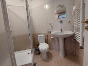 a bathroom with a toilet and a sink and a shower at Pamporovo Rhodopi Pearl Apartments - Private Apartments in Pamporovo +132 photos