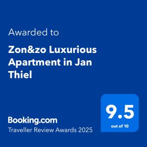 Certifikát, hodnocení, plakát nebo jiný dokument vystavený v ubytování Zon&zo Luxurious Apartment in Jan Thiel