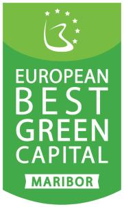 a green sign with the words european best green capital marriott at Hotel Frost in Maribor