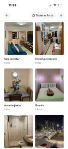 a collage of four pictures of a room at 1 suite aptocompartilhado in Brasilia