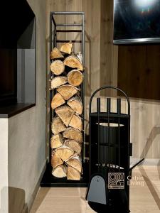 a rack of loaves of bread in a room at Brand new cabin at Hovden cross-country skiing in Hovden