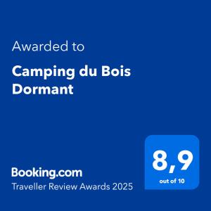 Certifikát, ocenenie alebo iný dokument vystavený v ubytovaní Camping du Bois Dormant