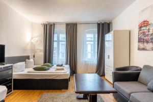 Et opholdsområde på Great Central City Apartments Mitte Rosenthaler Platz