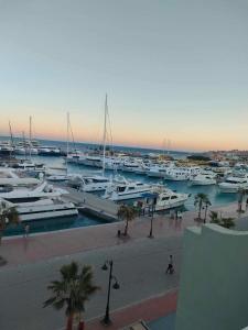 a group of boats parked in a marina at comfort marine 2 in Hurghada