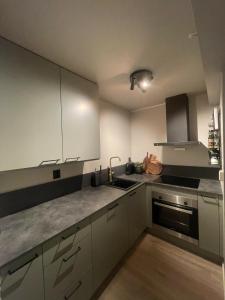 Η κουζίνα ή μικρή κουζίνα στο Newly renovated apartment in the middle of Trondheim city centre +3 φωτογραφίες
