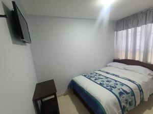 帕斯托Hotel Gamma Pasto的一间带床和平板电视的卧室