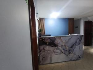 帕斯托Hotel Gamma Pasto的墙上的大水族馆