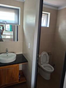 富国Royal villa的浴室里有马桶、洗手池和镜子。