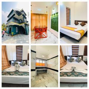 a collage of four pictures of a hotel room at Tea vista holiday home in Kalpetta +42 photos