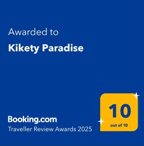 Certifikát, hodnocení, plakát nebo jiný dokument vystavený v ubytování Kiketi Paradise