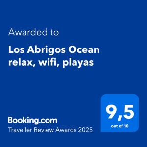 Certifikát, hodnocení, plakát nebo jiný dokument vystavený v ubytování Los Abrigos 2 apartments Guest House Ocean relax, wifi, playas