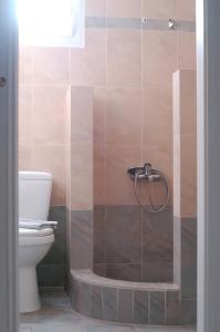 a shower in a bathroom with a toilet at Hotel Paros in Parikia