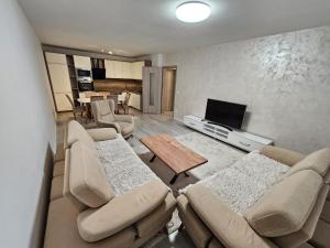 a living room with two couches and a television at Matin apartment in Ferizaj