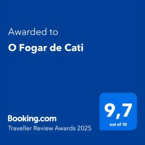 Certifikát, ocenenie alebo iný dokument vystavený v ubytovaní O Fogar de Cati