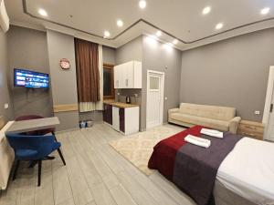 Kuchyň nebo kuchyňský kout v ubytování Sahrakent Otel Pendik