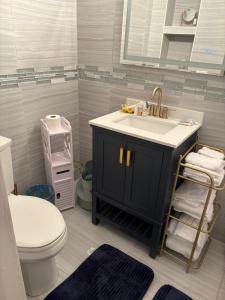 a bathroom with a sink and a toilet at La Mia Casa II in Sarasota +19 photos