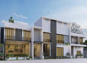 un rendimiento arquitectónico de un edificio en The Fallon Hotel, en Asaba