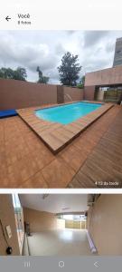 two pictures of a swimming pool in a building at sobrado lindo com espaço lazer in Cascavel