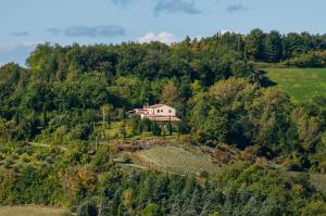 uma vista aérea de uma casa numa colina em Tenuta Sant'Apollinare em Mondaino