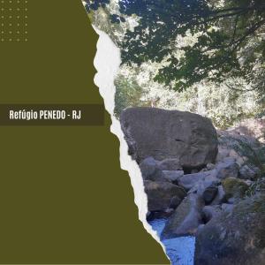 a painting of a river with rocks and water at Cottage in Penedo! in Itatiaia